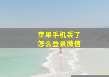 苹果手机丢了怎么登录微信