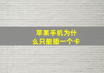 苹果手机为什么只能插一个卡