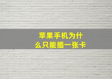 苹果手机为什么只能插一张卡