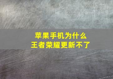 苹果手机为什么王者荣耀更新不了