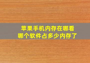 苹果手机内存在哪看哪个软件占多少内存了