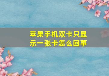 苹果手机双卡只显示一张卡怎么回事