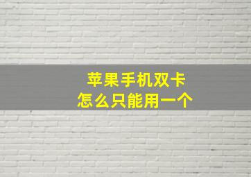 苹果手机双卡怎么只能用一个