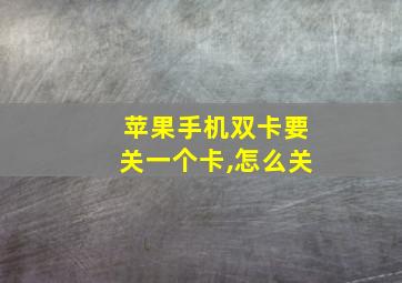 苹果手机双卡要关一个卡,怎么关