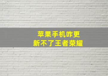 苹果手机咋更新不了王者荣耀