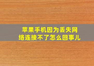 苹果手机因为丢失网络连接不了怎么回事儿