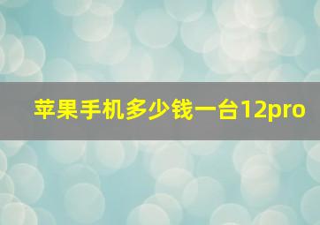 苹果手机多少钱一台12pro