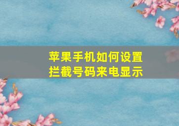 苹果手机如何设置拦截号码来电显示