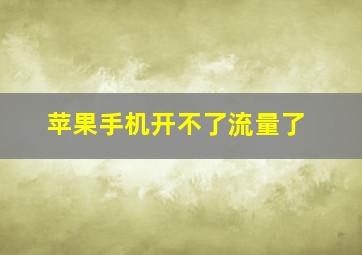 苹果手机开不了流量了