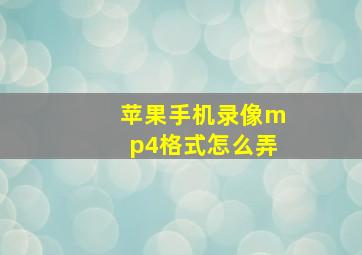 苹果手机录像mp4格式怎么弄