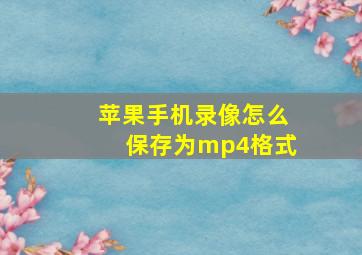 苹果手机录像怎么保存为mp4格式