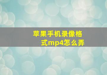 苹果手机录像格式mp4怎么弄