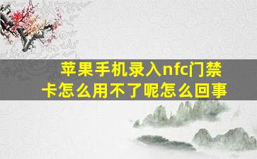 苹果手机录入nfc门禁卡怎么用不了呢怎么回事