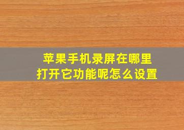 苹果手机录屏在哪里打开它功能呢怎么设置