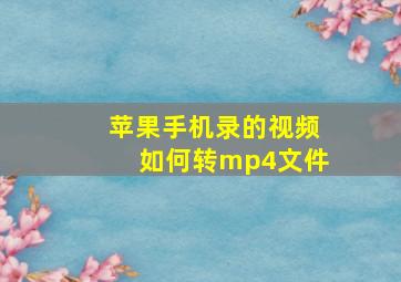 苹果手机录的视频如何转mp4文件