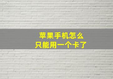 苹果手机怎么只能用一个卡了