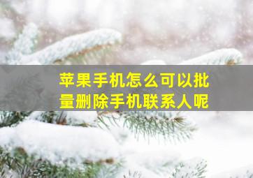 苹果手机怎么可以批量删除手机联系人呢