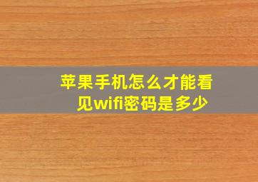 苹果手机怎么才能看见wifi密码是多少