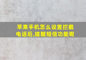 苹果手机怎么设置拦截电话后,提醒短信功能呢