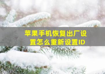 苹果手机恢复出厂设置怎么重新设置ID