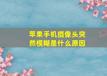 苹果手机摄像头突然模糊是什么原因