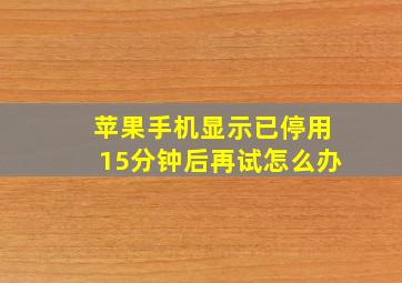 苹果手机显示已停用15分钟后再试怎么办