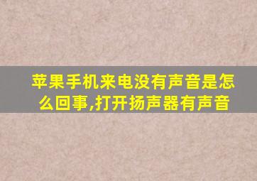 苹果手机来电没有声音是怎么回事,打开扬声器有声音