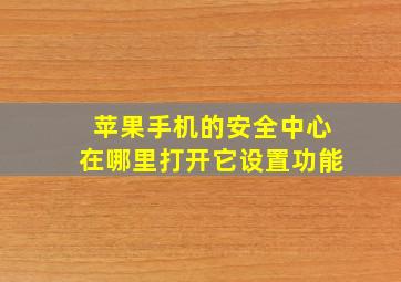 苹果手机的安全中心在哪里打开它设置功能