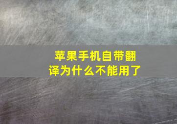 苹果手机自带翻译为什么不能用了