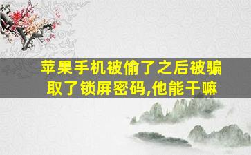 苹果手机被偷了之后被骗取了锁屏密码,他能干嘛