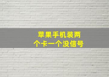 苹果手机装两个卡一个没信号