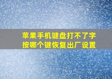 苹果手机键盘打不了字按哪个键恢复出厂设置