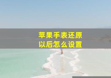 苹果手表还原以后怎么设置