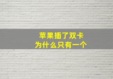 苹果插了双卡为什么只有一个