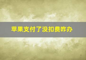 苹果支付了没扣费咋办