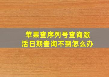 苹果查序列号查询激活日期查询不到怎么办