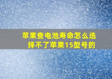 苹果查电池寿命怎么选择不了苹果15型号的