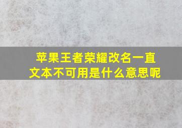 苹果王者荣耀改名一直文本不可用是什么意思呢