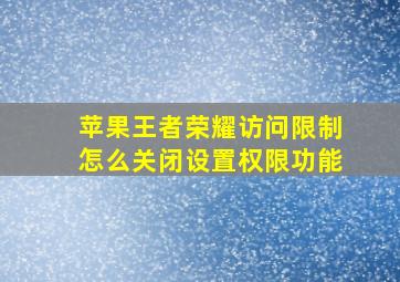 苹果王者荣耀访问限制怎么关闭设置权限功能