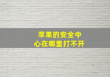 苹果的安全中心在哪里打不开