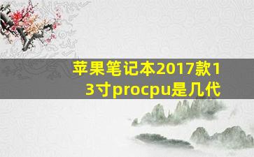 苹果笔记本2017款13寸procpu是几代