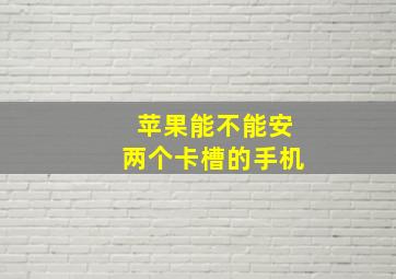 苹果能不能安两个卡槽的手机