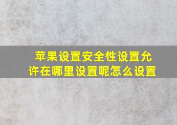 苹果设置安全性设置允许在哪里设置呢怎么设置