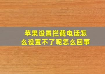 苹果设置拦截电话怎么设置不了呢怎么回事