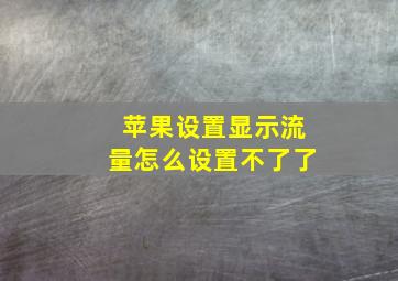 苹果设置显示流量怎么设置不了了