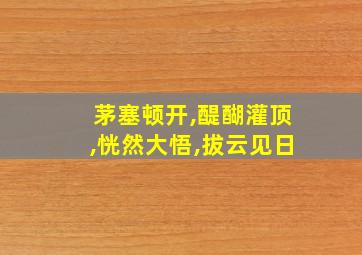 茅塞顿开,醍醐灌顶,恍然大悟,拔云见日