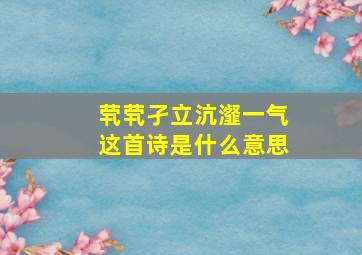 茕茕孑立沆瀣一气这首诗是什么意思