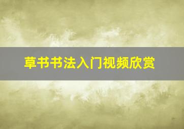 草书书法入门视频欣赏