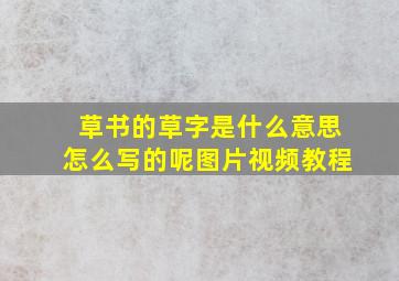 草书的草字是什么意思怎么写的呢图片视频教程