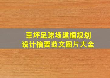 草坪足球场建植规划设计摘要范文图片大全